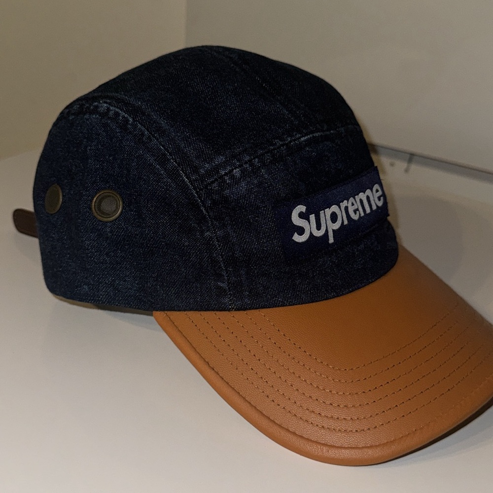 Supreme blue denim camper hat